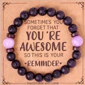 Lava Stone w Lavender Quartz Bracelet